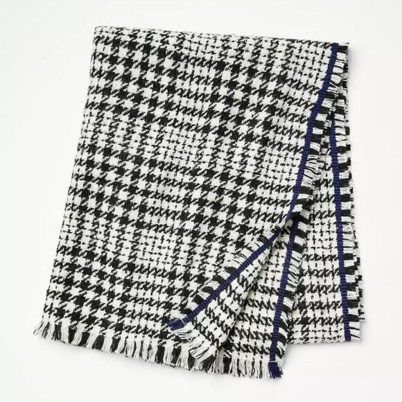 Loft Houndstooth Scarf Black White Blanket Wrap - Picture 1 of 5